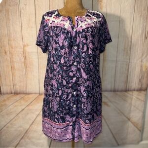 AVIIER HOUSE DRESS Paisley Button-Front w/ pockets, loungewear, sleepwear, L​